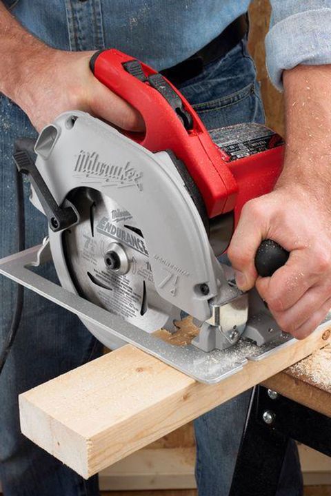 <p><a href="http://www.homedepot.com/p/Milwaukee-15-Amp-7-1-4-in-TILT-LOK-Circular-Saw-6390-21/100609348" target="_blank" class="slide-buy--button" data-tracking-id="recirc-text-link">BUY NOW</a><span class="redactor-invisible-space" data-verified="redactor" data-redactor-tag="span" data-redactor-class="redactor-invisible-space"></span></p><p>You can buy a new circular saw for under $40. But don't. A cheap saw will bind, have kickback, and struggle to cut, which is dangerous. It'll also result in rough, even burnt, edges.</p><p>A sturdy model that can cut and rip smoothly and powerfully will cost closer to the $100 mark, but you'll gain straight, accurate, and consistent cuts. You won't have to push nearly as hard as with a cheap model because the saw is heavier, so it'll sit flat on the lumber without jumping around. <a href="http://www.popularmechanics.com/home/tools/reviews/g144/11-circular-saw-comparison-test/" data-tracking-id="recirc-text-link" target="_blank">See our review</a> of circular saws.&nbsp;</p>