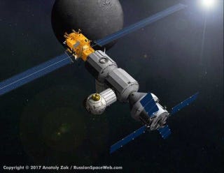 Space station that is intended to circle the moon.