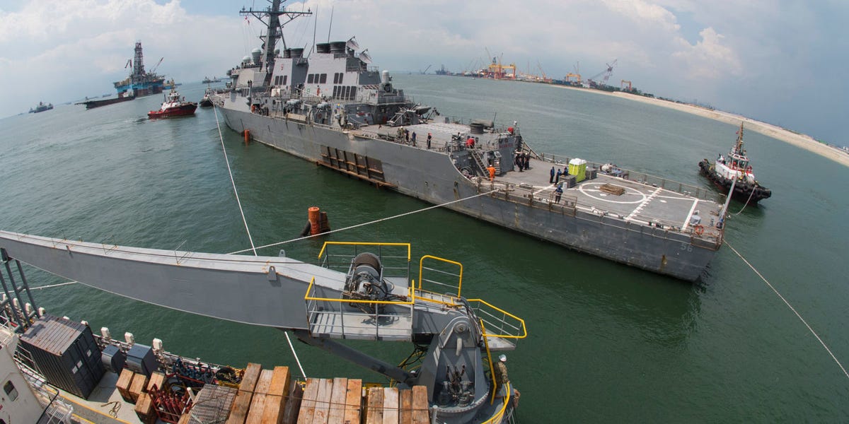 Watch the USS McCain Lifted Onto a Ship That Ships Ships