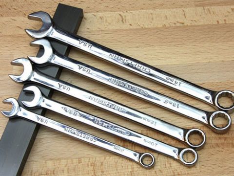 Combination wrenches are double-sided tools that feature open-end and box-end wrenches at opposite ends.