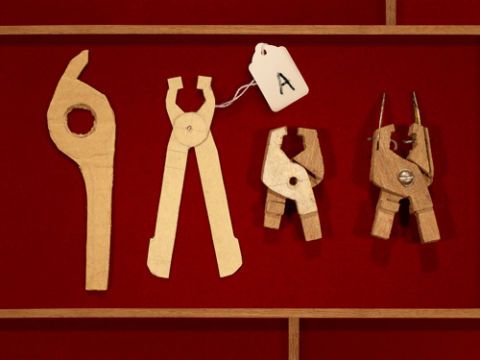 The now-iconic multifunction tool first found physical form as a series of cardboard cutouts that inventor Tim Leatherman fashioned in the mid-1970s. He then migrated to wood carvings with integrated metal parts.