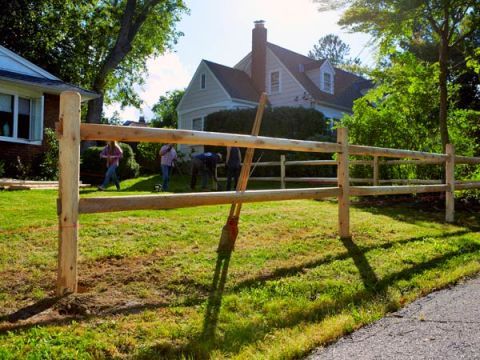 diy split rail fence with branches