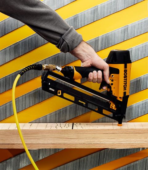 <p>Nailers fire nails on contact with unbelievable power. Designed to punch through shingles and flooring in an instant, we shudder to think of what it would do to your body. </p><p><a href="http://www.popularmechanics.com/home/tools/reviews/g178/finish-nailer-face-off-we-test-the-top-10/">Top 10 Finish Nailers</a></p>