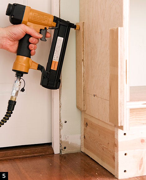 How To Build A Bookcase Step By Woodworking Plans Set Each Assembled Case On Its Base 4 And Use A Ft Level To Check For Plumb Next Secure The Cases By Driving 3 In Drywall S Through