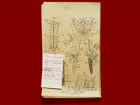 A blueprint from Tim Leatherman's archives shows an early version of the first
Leatherman tool.