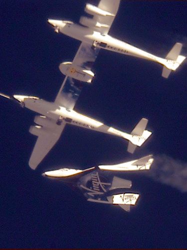 Virgin Galactic SpaceShipTwo released from WhiteKnightTwo