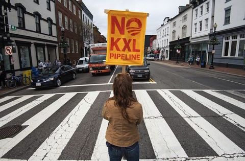 The Cowboy and Indian Alliance protests in Washington, D.C., in April as part of a weeklong series of actions by farmers, ranchers, and tribes against the Keystone XL pipeline. 