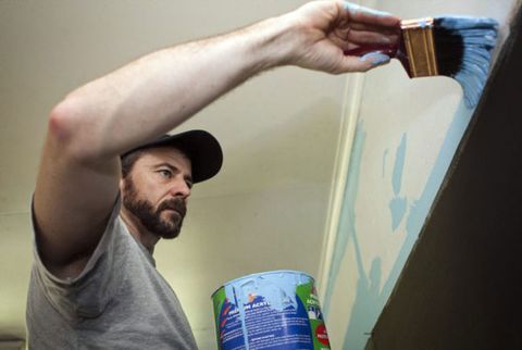 paint a room   arm, facial hair, water, hand, joint, elbow, beard, muscle,