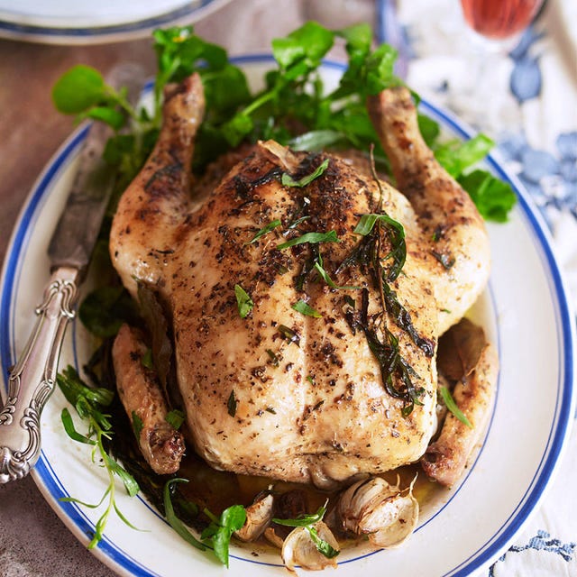 Roast Chicken Recipe Flavoured With Garlic And Tarragon