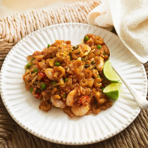 Creole Style Spicy Prawns With Pea Rice
