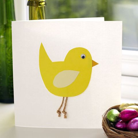 Easter chick card with string legs to make