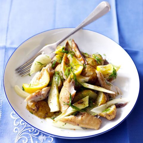 Potato salad recipe with mackerel