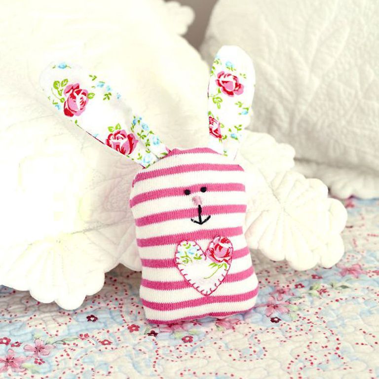 Upcycle an old sock to make a sock bunny