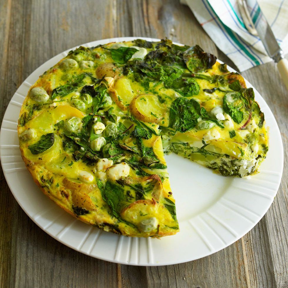 Vegetable Frittata With Spring Greens And Feta