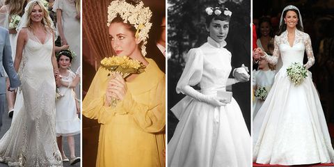 Kate Moss, Elizabeth Taylor, Audrey Hepburn, Kate Middleton wedding dresses