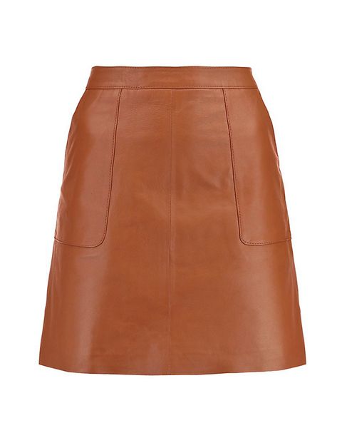 Warehouse leather pocket A-line skirt