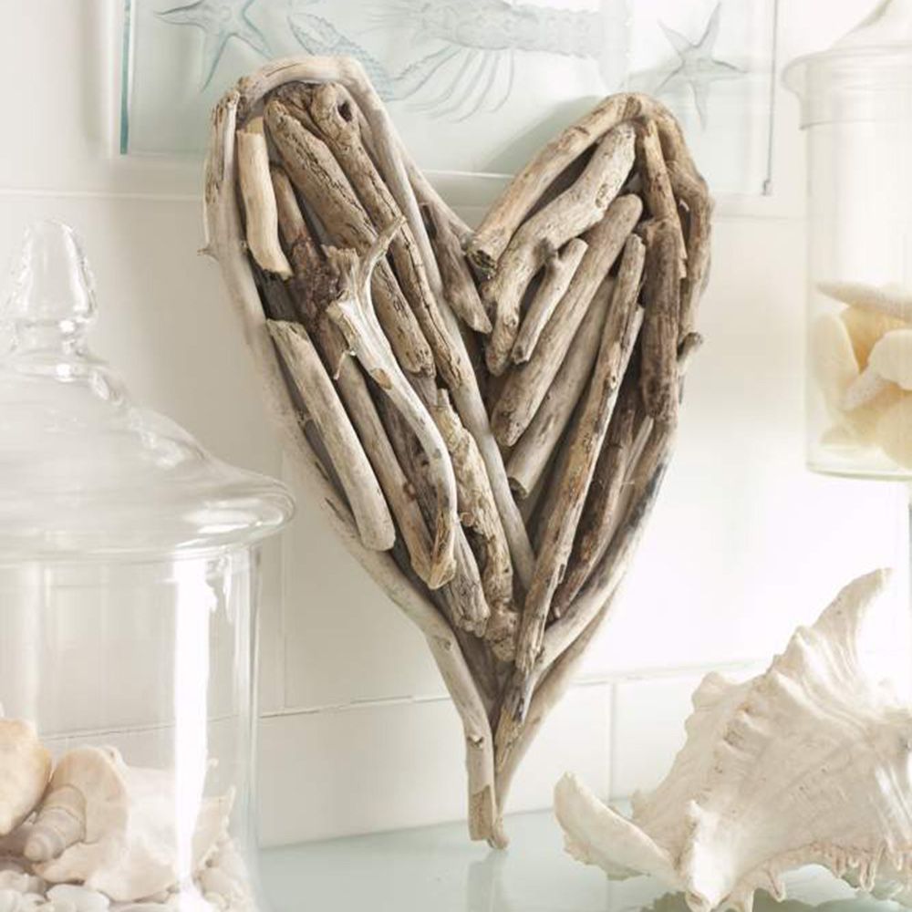 Wood flower with driftwood heart
