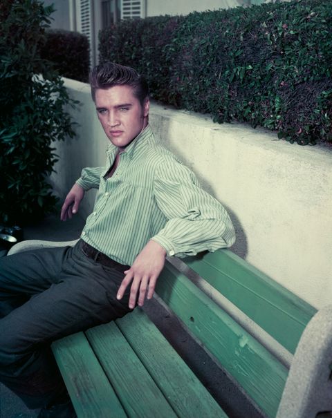 Elvis Presley on bench