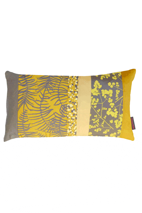 Clarissa Hulse Feather Fern Patchwork Cushion in Turmeric Storm