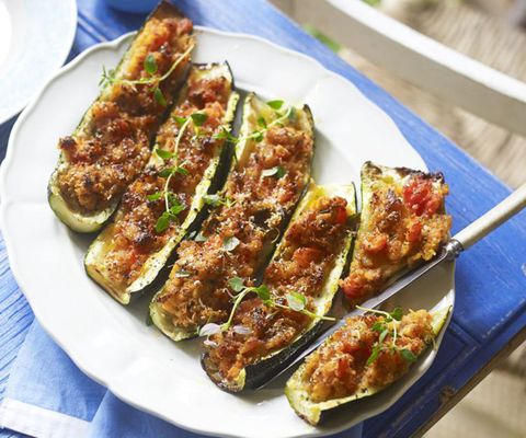 A Stuffed Courgette Recipe With Tomatoes, Breadcrumbs And Herbs