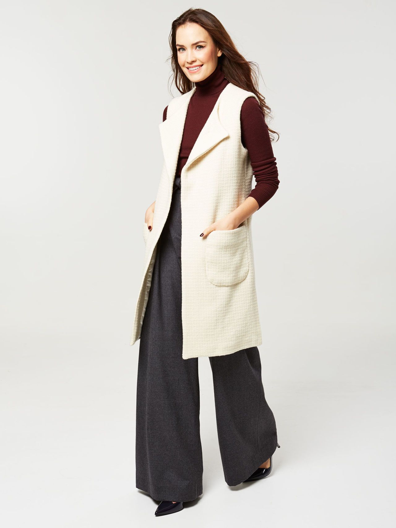 Long sleeveless jacket sale