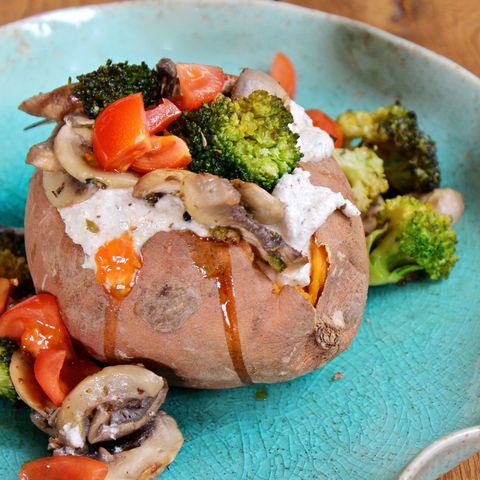 Deliciously Ella baked sweet potato with vegetables