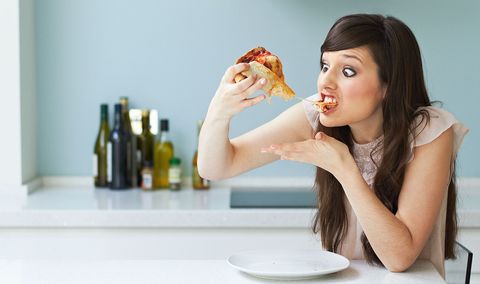 Woman overeating