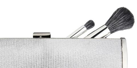 silver purse makeup brush set