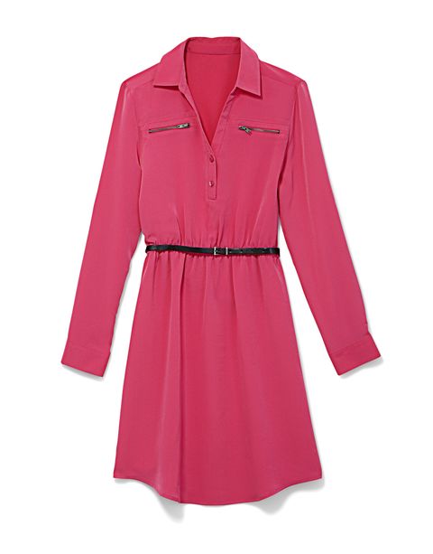 Wearing this happy dress on Monday may trick you into thinking it's Friday. Dress, Attention, $26.99; <a href="http://www.kmart.com/attention-women-s-shirtdress-belt/p-027VA75152512P" target="_blank">kmart.com</a>.