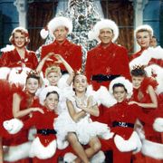 Rosemary Clooney, Danny Kaye, Bing Crosby, Vera-Ellen and children pose for picture in a scene from the film 'White Christmas', 1954.