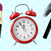 Red, Lipstick, Clock, Home accessories, Still life photography, Watch, Design, Illustration, Circle, Analog watch, 