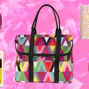 Pink, Magenta, Bag, Shoulder bag, Luggage and bags, Circle, Present, Home accessories, Tote bag, Plastic, 