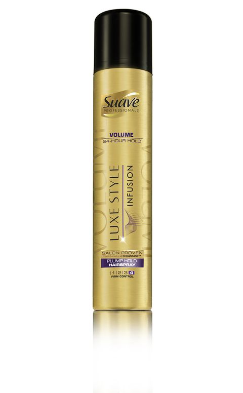 <p>Add a light all-over spray of <a href="http://bit.ly/1MZMpEP" target="_blank">Suave Professionals Luxe Style Infusion Plump Hold  Hairspray</a> to lock this style in place.</p>