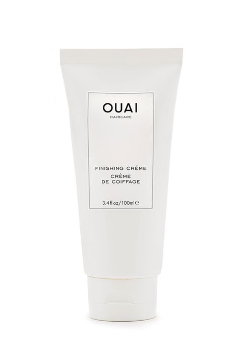 <p>Use a lotion-like styling cream such as <a href="http://theouai.com/products/finishing-creme" target="_blank">Ouai Finishing Créme</a> to calm flyaways while polishing ends and adding a hint of shine.</p>