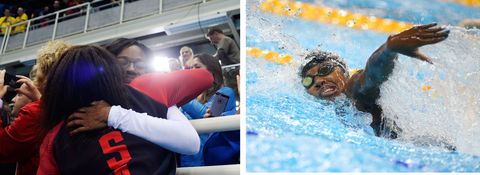 <p>Simone Manuel made history as the first African-American woman to win an Olympic gold medal in swimming as her mother watched from the stands. Sharron Manuel <a href="http://www.click2houston.com/news/simone-manuels-mother-still-in-awe-from-daughters-olympic-performance" target="_blank">told</a> her hometown news station in Texas, "I think mostly I was thinking about how awesome it was to see somebody, even though she's my daughter, but just to witness someone who, from a young age, decided that this was something that they wanted to do and to stick with that dream and finally it comes to fruition."
</p>