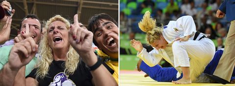 <p>Kayla Harrison's mom is her number one fan, a fact she made clear while watching her daughter win the 78kg judo contest gold medal match for the second Olympics in a row. </p><p><strong>RELATED: <a href="http://www.redbookmag.com/life/mom-kids/g3550/olympic-athletes-motherhood/" target="_blank">10 Incredible Olympic Moms Competing In Rio</a><a href="http://www.redbookmag.com/life/mom-kids/g3550/olympic-athletes-motherhood/"></a></strong><br></p>