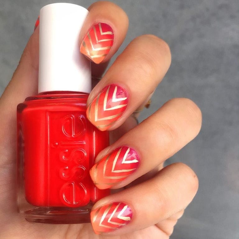 red ombre nails