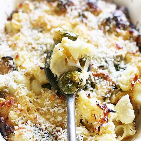<p>Break through the crazy-creamy indulgence of mac and cheese with the sharp flavor of Brussels sprouts. There, you just made a guilty pleasure less guilty.&nbsp;</p><p><strong data-redactor-tag="strong" data-verified="redactor">Get the recipe from <a href="http://www.yummymummykitchen.com/2012/11/baked-brussels-sprout-mac-and-cheese.html" target="_blank">Yummy Mummy Kitchen.</a></strong></p>