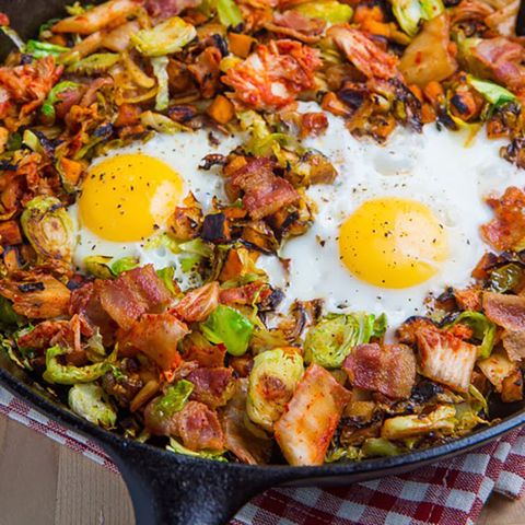 <p>As a sturdy vegetable, Brussels work&nbsp;in dishes that would usually rely on potatoes. Swap them in for a flavor-packed breakfast.</p><p><strong data-redactor-tag="strong" data-verified="redactor">Get the recipe at <a href="http://www.closetcooking.com/2013/11/brussels-sprout-hash-with-sweet-potato.html" target="_blank">Closet Cooking</a>.</strong></p>
