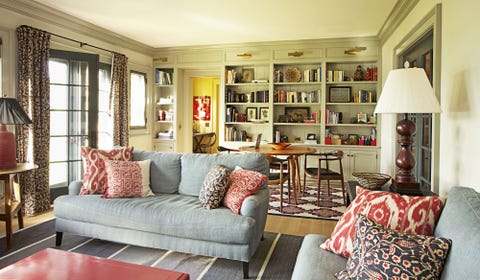 Give New Life to Old Furniture <span id="selection-marker-1" class="redactor-selection-marker" data-verified="redactor"></span><p>"Make those pieces you already own work for you," says Hendricks, who gave a dated coffee table a fresh update with red lacquer to anchor the other spots of red in the room. You can achieve a similar finish using a glossy enamel spray paint.</p><p><br></p><p>"Good design must be practical. You wouldn't want to skimp on a sofa, because you'll use it every day. What you can save on are textiles — you could even repurpose a vintage scarf as a pillow cover!" says Hendricks.<br></p><p><br></p><p><strong data-verified="redactor" data-redactor-tag="strong">Mix Prints Fearlessly<br></strong>Here's Hendricks's no-fail formula for pulling it off: Contrast small, medium, and large patterns that share a color scheme — it's that easy. Above, the drapes' tiny floral, both of the rugs' oversize prints (the Navajo motif and the gray stripes), and the in-between-size ikat on the pillows (Lekan pillow, ; <a href="http://robertarollerrabbit.com/home/decorative-pillow-lekan.html" target="_blank" data-tracking-id="recirc-text-link">robertarollerrabbit.com</a>; Berke Ikat Indigo Pillow, ; <a href="http://www.thepillowcollection.com/material/p18-d-15750-indigo-p79c21.html" target="_blank" data-tracking-id="recirc-text-link">thepillowcollection.com</a>) harmonize because they aren't competing for attention.</p>