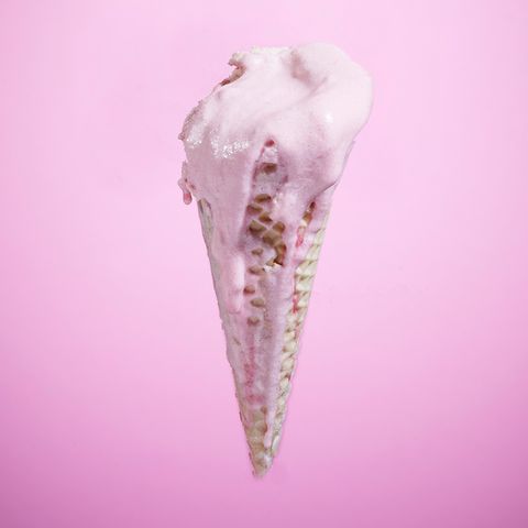 Pink, Ice cream cone, Frozen dessert, Ice cream, Dairy, Cone, Gelato, Dessert, Food, Soft Serve Ice Creams, 