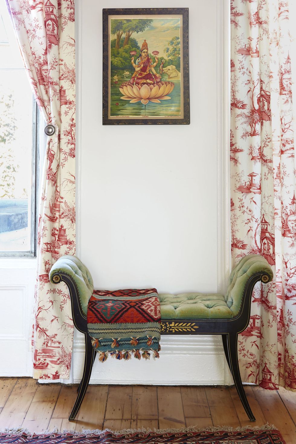 <p>The secret to this trick is not limiting yourself to one design style. Pair modern pieces with traditional ones, Asian touches with rustic fabrics. The effect is fresh and makes a room feel special. Here, Albano combined toile drapes, a Southwestern rug, an Indian painting, and a Victorian velvet bench. "They all harmonize because one item doesn't outshine the others," she says.</p>

<p><strong data-redactor-tag="strong" data-verified="redactor">RELATED: </strong><strong data-redactor-tag="strong" data-verified="redactor"><a href="http://www.redbookmag.com/home/a40695/genius-hacks-for-packing-your-suitcase/" target="_blank" data-tracking-id="recirc-text-link">20 Genius Space-Saving Hacks for Packing Your Suitcase</a></strong></p>
