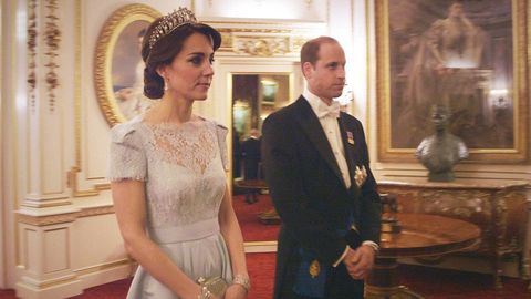 <p>The Duchess previously wore the Cambridge Lover's Knot Tiara at the Annual Diplomatic Reception in 2015, paired with an ice blue Alexander McQueen gown. </p>