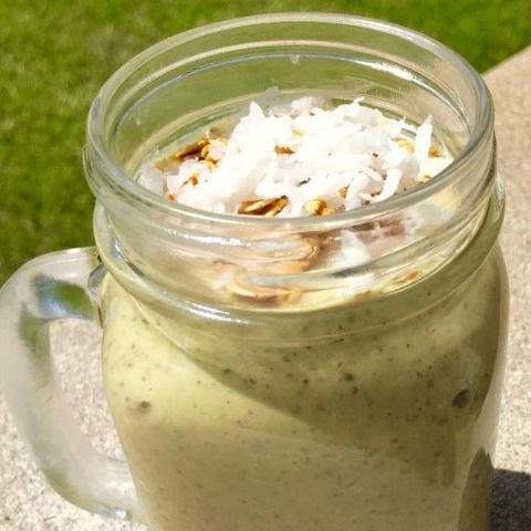 <p><strong data-redactor-tag="strong">Ingredients<br></strong>3 frozen very ripe bananas (ideally, freeze them when they have some brown spots on the skin)<br>1 avocado<br>1 ½ cups nonfat vanilla Greek yogurt<br>1 cup green tea, brewed and cold<br>¼ cup unsweetened almond milk<br>1 tbsp chia seeds<br>1 tsp pure vanilla extract<br>lime juice, to taste
</p><p><strong data-redactor-tag="strong">Directions: </strong>Blend all ingredients together until smooth. Top with granola and coconut shavings if desired. Makes four 12-ounce servings.
</p><p><i data-redactor-tag="i">Recipe courtesy of Lyssie Lakatos, R.D., and Tammy Lakatos Shames, R.D., </i><i data-tracking-id="recirc-text-link" data-redactor-tag="i"><a href="http://nutritiontwins.com/" target="_blank">The Nutrition Twins</a></i>
</p><p><strong data-verified="redactor" data-redactor-tag="strong">RELATED: <a href="http://www.redbookmag.com/food-recipes/recipes/g647/smoothie-recipes/" target="_blank" data-tracking-id="recirc-text-link">13 Healthy Smoothies We Can't Stop Sipping</a><a href="http://www.redbookmag.com/food-recipes/recipes/g647/smoothie-recipes/"></a></strong></p>