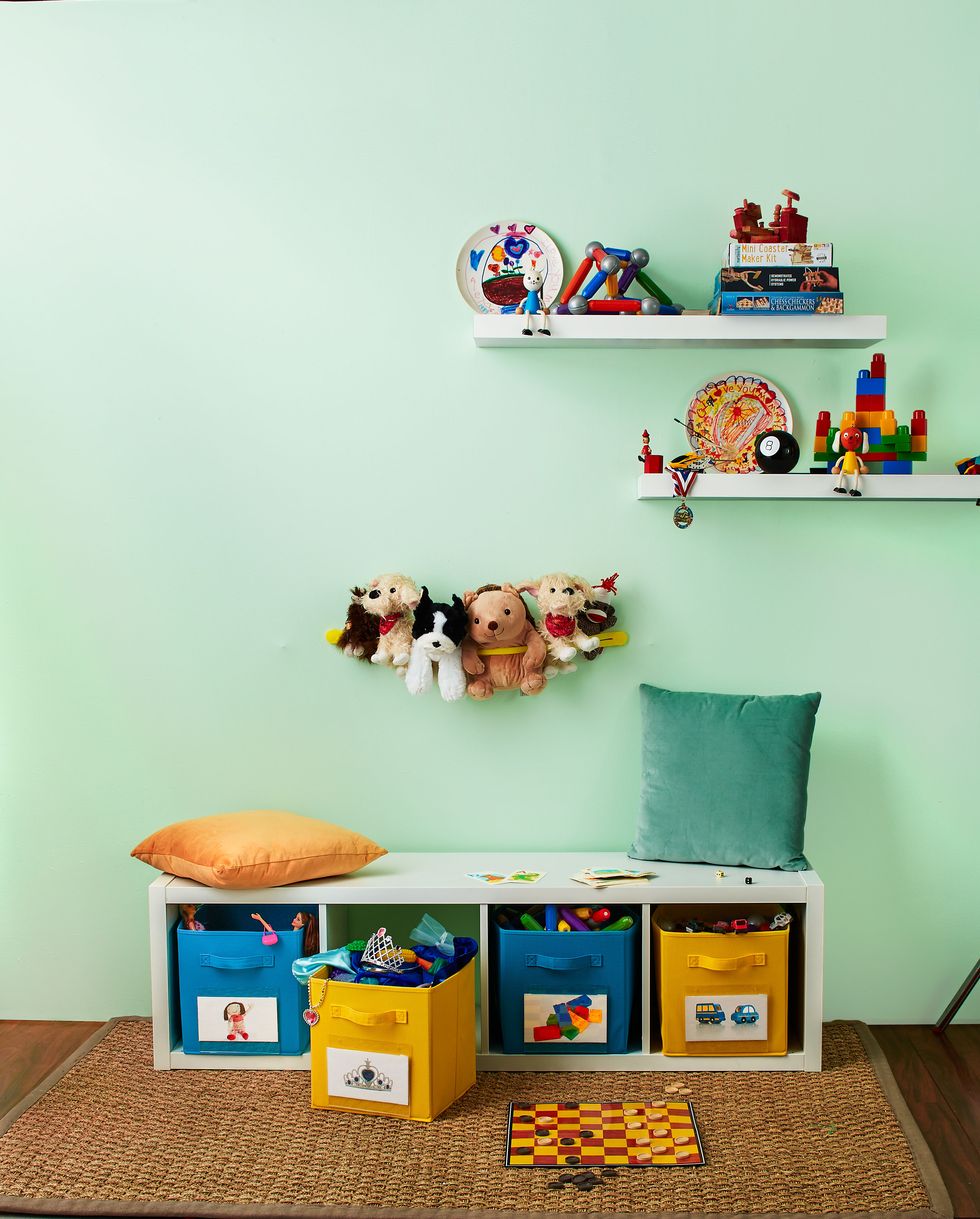 Orange, Teal, Turquoise, Interior design, Wall sticker, Peach, Shelving, Shelf, Office supplies, Sticker, 
