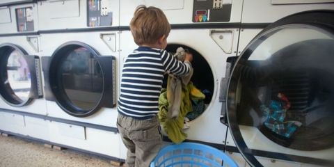Clothes dryer, Laundry, Washing machine, Major appliance, Home appliance, Washing, Child, Laundry room, Toddler, 