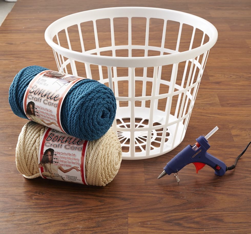 Home Basics Large Crochet Plastic Basket, STORAGE ORGANIZATION