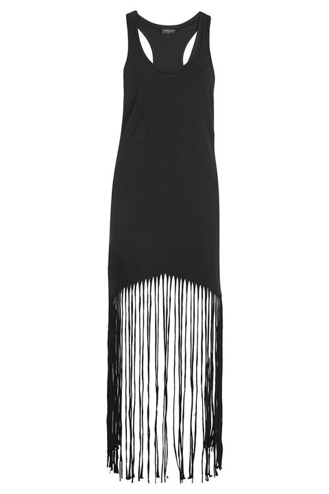 topshop black fringe coverup dress