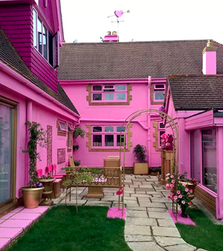 Window, Property, Magenta, House, Real estate, Purple, Pink, Flowerpot, Home, Building, 