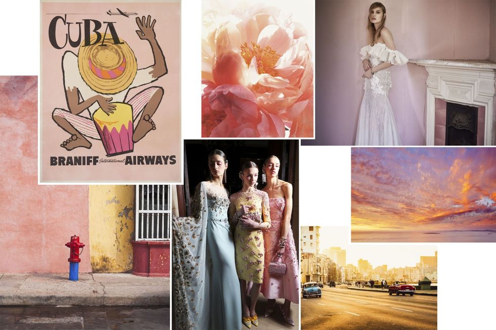 <p>Tap into the season's most expected hues–soft yellows, whites, soft pinks and pale blues–but put them all together a la the streets of Havana or an epic sunset.</p><p><em data-redactor-tag="em">Pictured: <a href="http://costarellos.com" target="_blank">Christos Costarellos</a> Bridal Spring 2018; Backstage at Georges Hobeika Haute Couture Spring 2017</em></p>